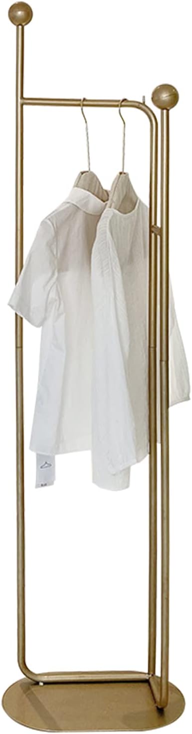 Heavy Duty Coat Rack, Garment Rack Modern Metal Clothing Rack with Shelves Freestanding Coat Rack for Bedroom Hallway and Living Room Easy to Assemble Clothes Rail Small Space (Gold)