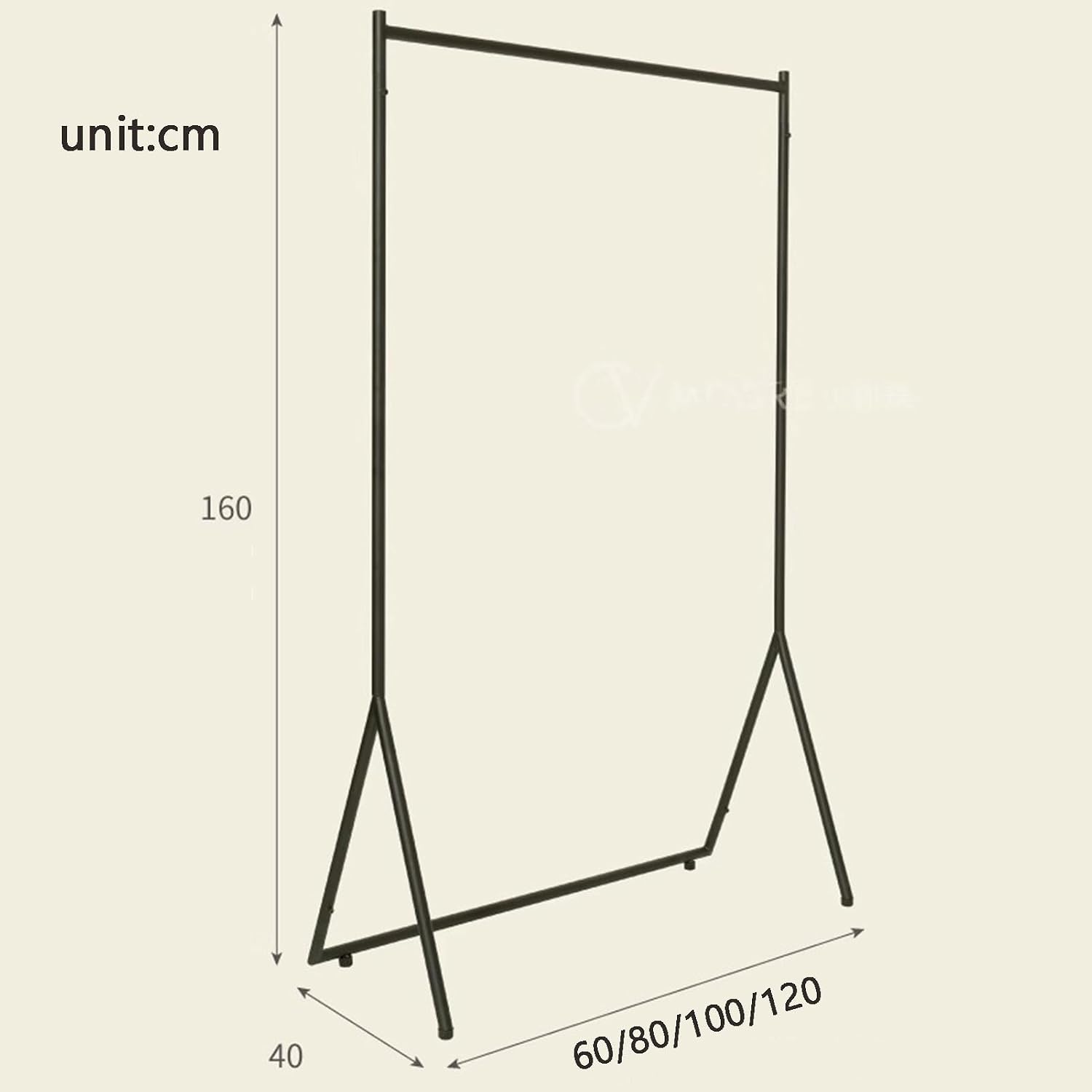 Heavy Duty Coat Rack, Garment rack Heavy Duty Clothing Rack For Hanging Clothes Commercial Grade Black Metal Clothes Hanging Rail Freestanding Single Rod Coat Hanger For Bedrooms ( 100x40x160CM)