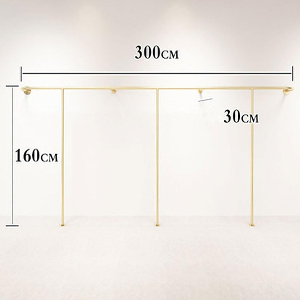 Wall Mounted Clothes Rail Modern Clothes Rack Retail Display Clothes Rack Freestanding Garment Rack Metal Coat Rack Garment Hanging Storage Rail, for Hanging Clothes (Size : 300cm)