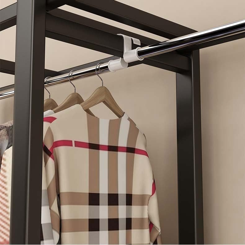HUHJYUGE Wardrobe Closet with Cover, Portable Wardrobe Closet for Bedroom, Freestanding Clothes Garment Rack, Clothes Storage Organizer Shelves, Heavy Duty Closet Storage Organizer, for Cloakroom