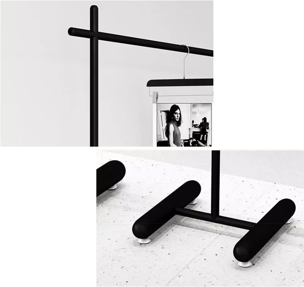 Heavy Duty Coat Rack, Garment rack Modern Black Wrought Iron Clothing Rack For Hanging And Display Clothes Freestanding Coat Rack For Bedrooms And Boutiques Commercial Metal Clothes Rail ( 100X40X145