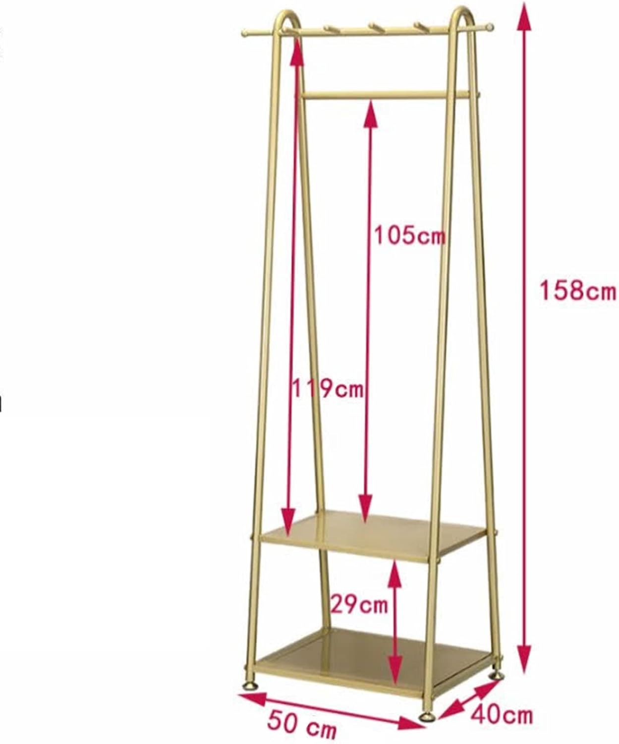 Heavy Duty Coat Rack, Garment Rack Multipurpose Clothing Rack with 4 Hooks and 2 Tier Shelves Freestanding Coat Rack for Bedrooms and Small Spaces Metal Clothes Rail and Clothes Organizer