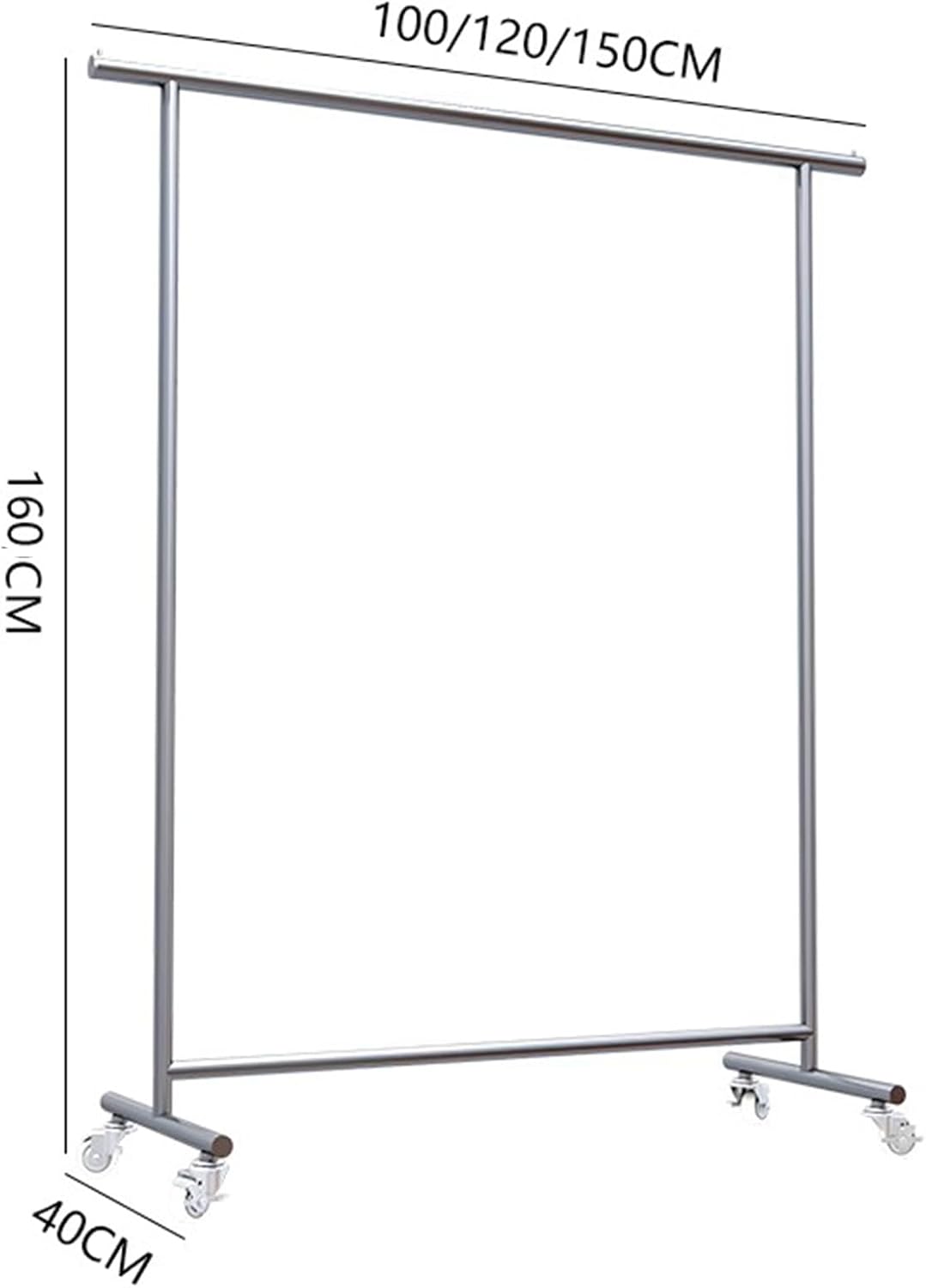 Heavy duty Garment rack Heavy Duty Clothes Rail On Wheels, Silver Stainless Steel Clothing Rack For Shop Home Office And Bedroom, Freestanding Coat Rack For Hanging Clothes, Easy To Assemble ( 100X40