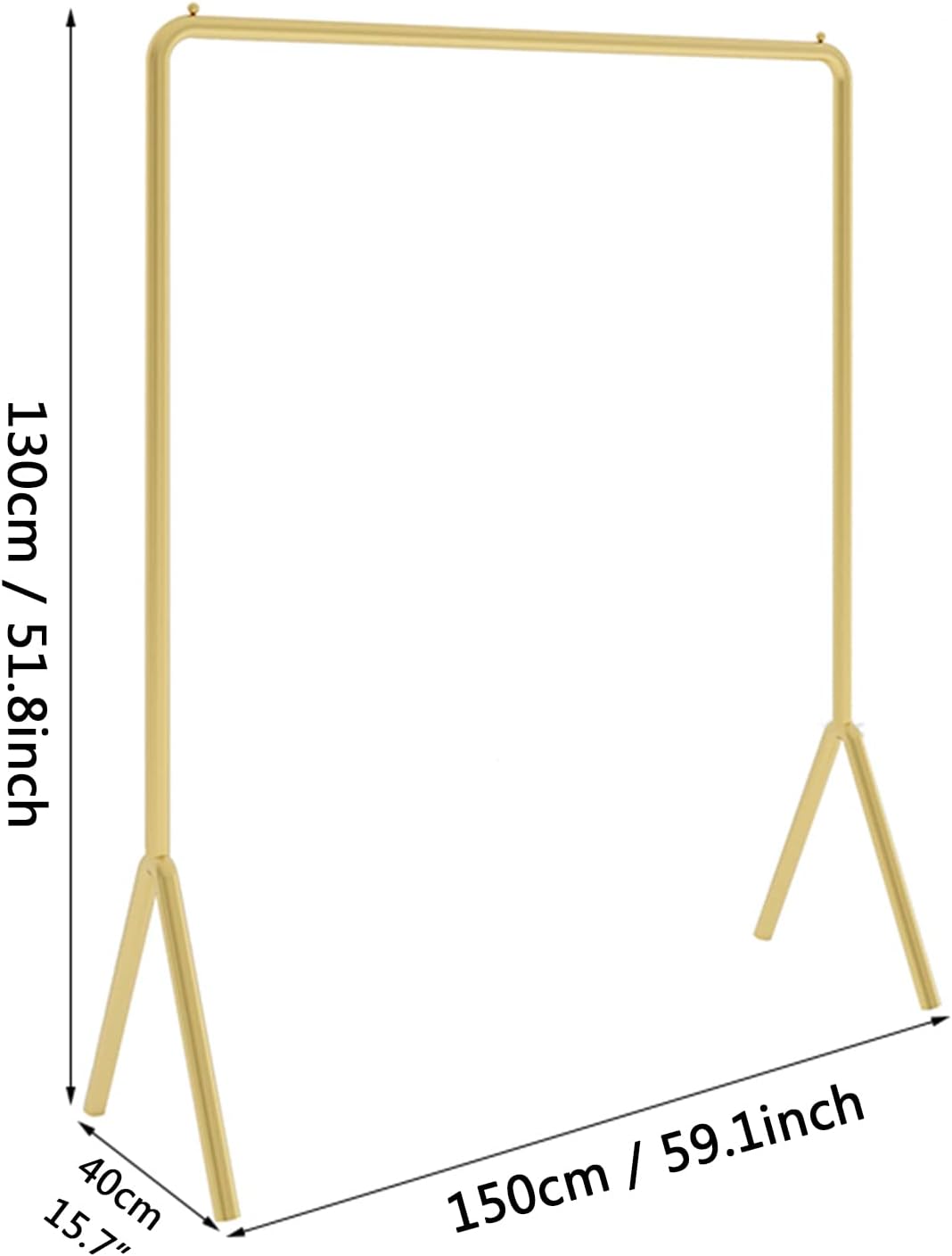 Gold Clothing Garment Rack,Simple Trending Standard Rod Display Clothing Rack,Modern Clothing Rack Free Standing Hanging Rack for Boutique Retail,Clothes St(150 * 130cm