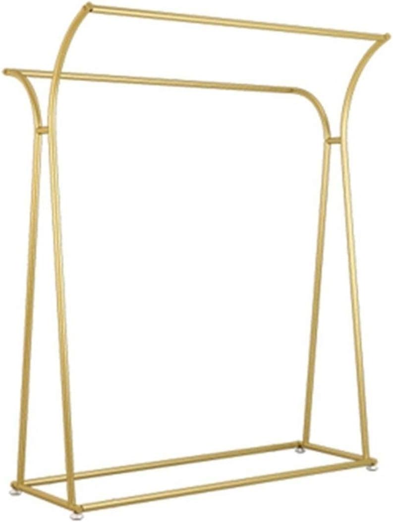 KnoRRs Double-Pole Display Stand,Freestanding Coat Rail with Storage Shelf for Clothes Store,Modern Simple Garment Rack for Coats,Shirts,Trousers,Dresses(Size:150 * 120CM,Color:B) (A 150 * 120CM)