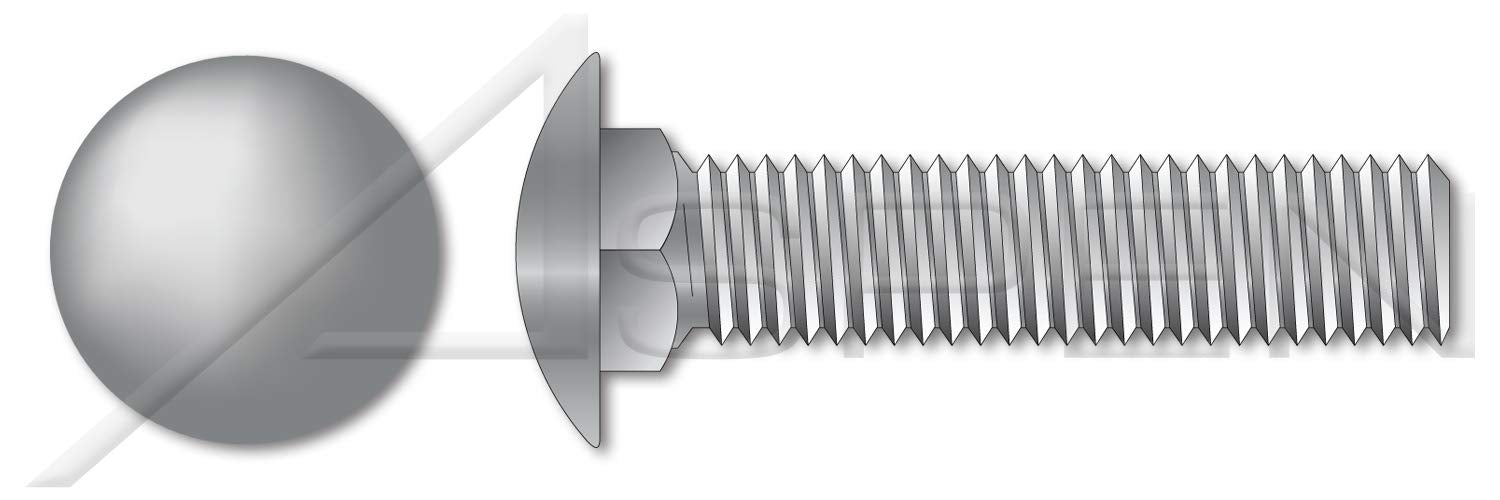 (100 pcs) 1/2'-13 X 3-1/2', Carriage Bolts, Round Head, Square Neck, Full Thread, A307 Steel, Hot Dip Galvanized