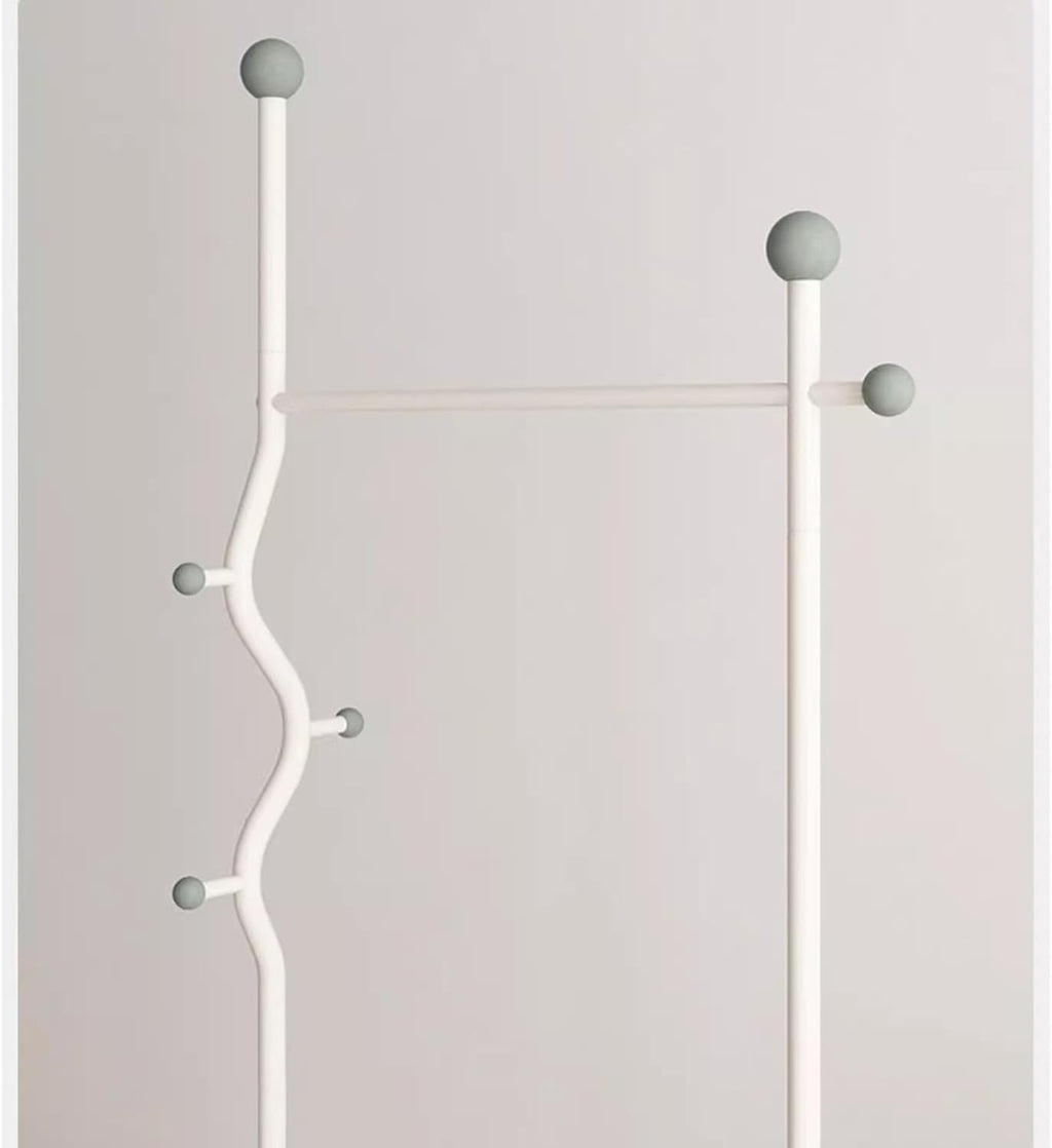 Heavy duty Garment rack Metal Clothes Rail on Wheel, Freestanding coat rack with storage basket and 4 hooks,Space-saving clothing rack for entryway bedrooms and Office, clothes organ (White 80X32X175