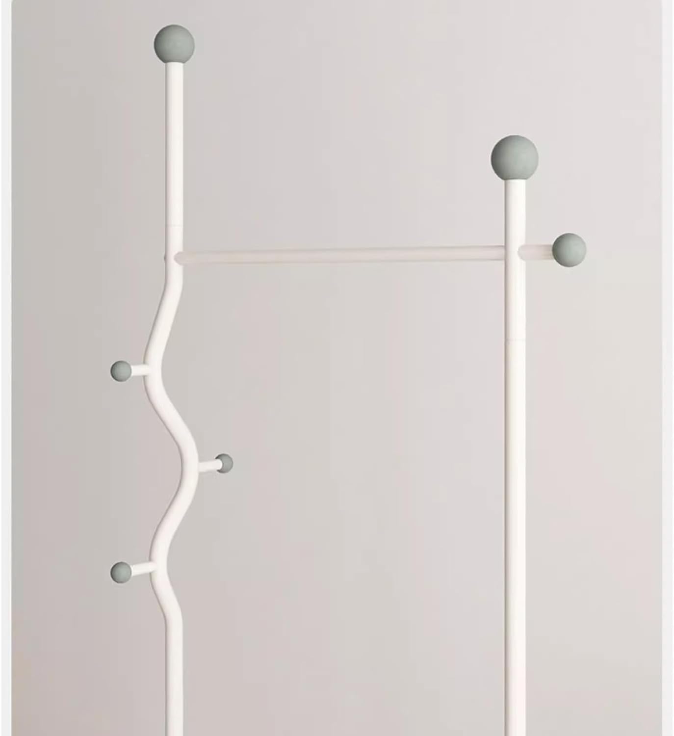 Heavy duty Garment rack Metal Clothes Rail on Wheel, Freestanding coat rack with storage basket and 4 hooks,Space-saving clothing rack for entryway bedrooms and Office, clothes organ (White 80X32X175