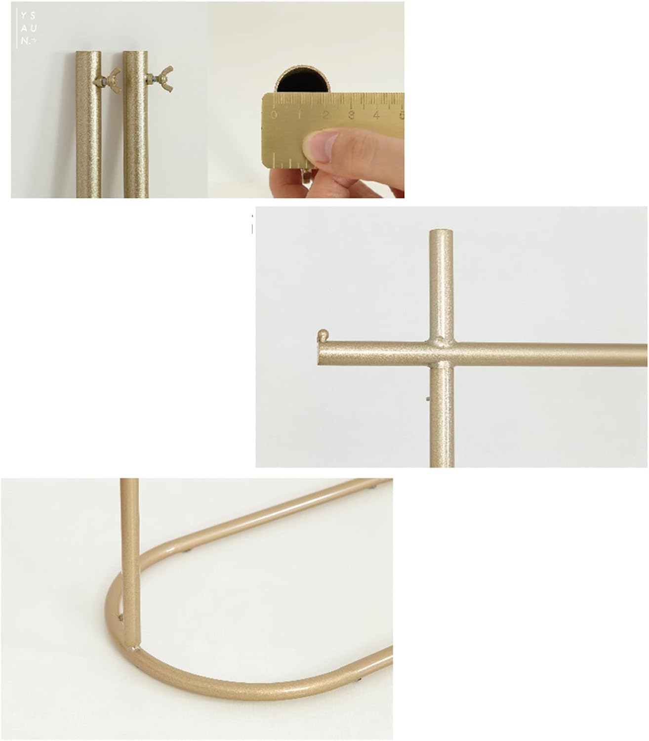 Heavy Duty Garment Rack Golden Wrought Iron Clothes Rail, Freestanding Single Rod Clothing Rack, Heavy Duty Metal Garment Rack for Bedrooms and Small Spaces (100x40x160CM)