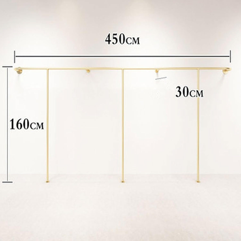 Wall Mounted Clothes Rail Modern Clothes Rack Retail Display Clothes Rack Freestanding Garment Rack Metal Coat Rack Garment Hanging Storage Rail, for Hanging Clothes (Size : 450cm)