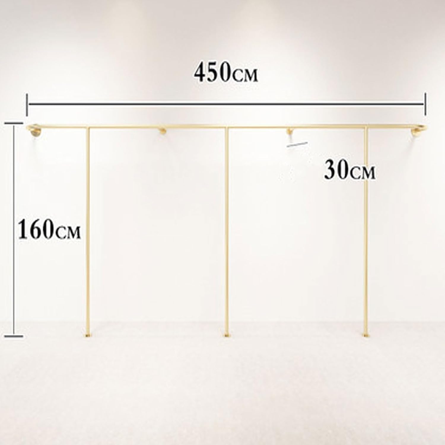 Wall Mounted Clothes Rail Modern Clothes Rack Retail Display Clothes Rack Freestanding Garment Rack Metal Coat Rack Garment Hanging Storage Rail, for Hanging Clothes (Size : 450cm)