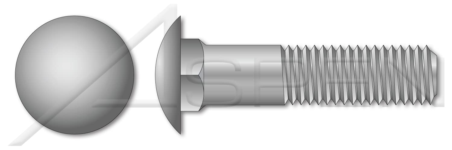 (100 pcs) 1/2'-13 X 13, Carriage Bolts, Round Head, Square Neck, Undersized Body, Part Thread, A307 Steel, Hot Dip Galvanized