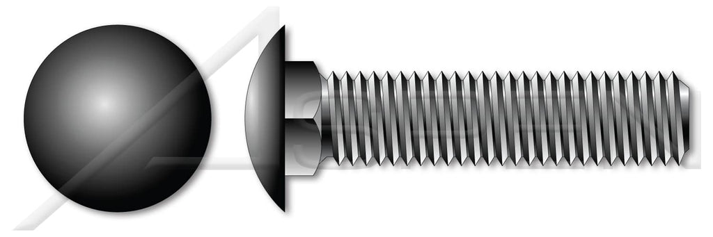 (100 pcs) 1/2'-13 X 3, Carriage Bolts, Round Head, Square Neck, Full Thread, A307 Steel, Black Oxide