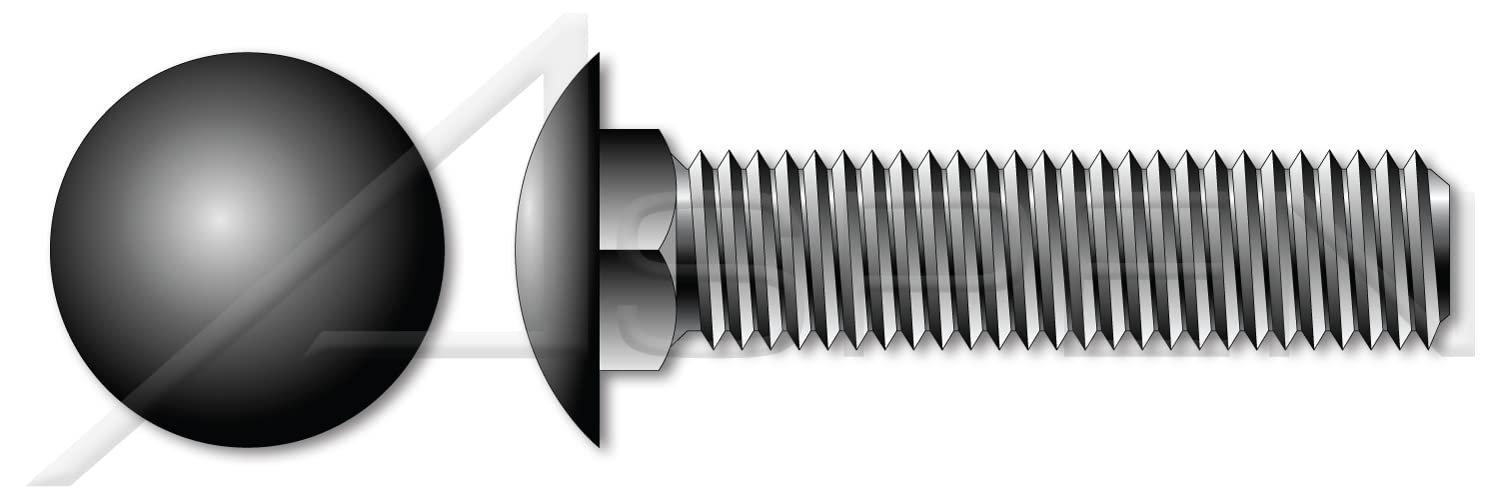 (100 pcs) 1/2'-13 X 3, Carriage Bolts, Round Head, Square Neck, Full Thread, A307 Steel, Black Oxide