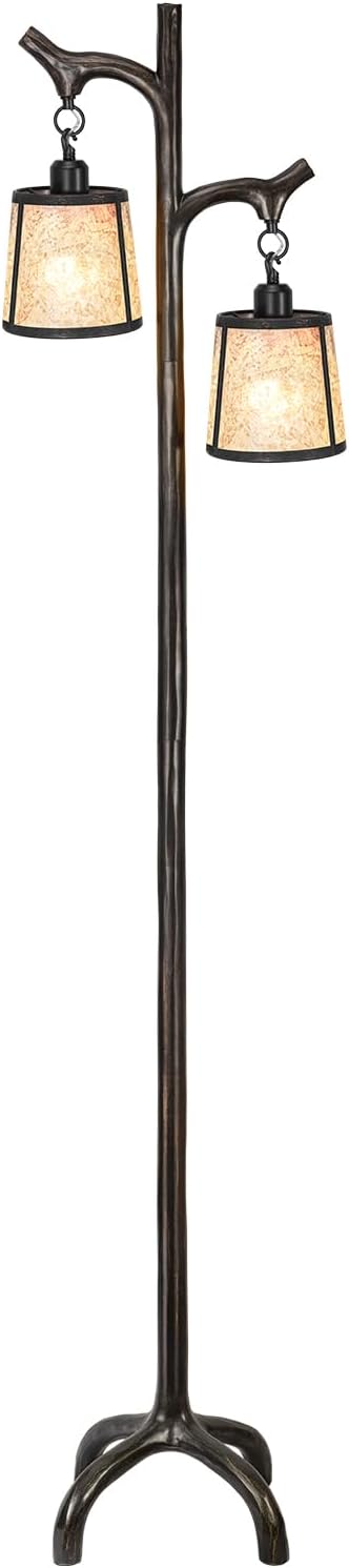 68' Farmhouse Floor Lamp With Mica Shade For Living Room,Modern Industrial Vintage Standing Floor Lamp for Bedroom ,Stepless Dimmable Rustic Tree Trunk Tall Lamp For Office,Living Room (Bulb Included)