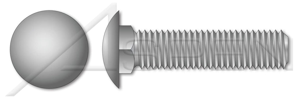 (100 pcs) 1/2'-13 X 4, Carriage Bolts, Round Head, Square Neck, Full Thread, A307 Steel, Hot Dip Galvanized