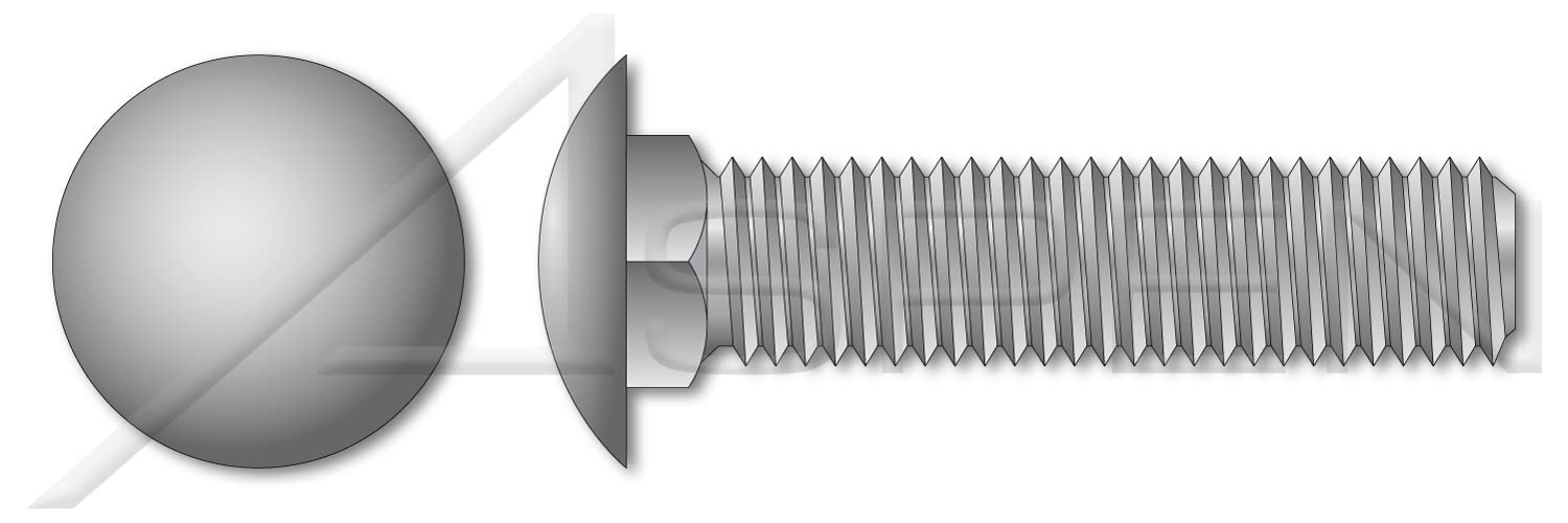 (100 pcs) 1/2'-13 X 4-1/2', Carriage Bolts, Round Head, Square Neck, Full Thread, A307 Steel, Hot Dip Galvanized