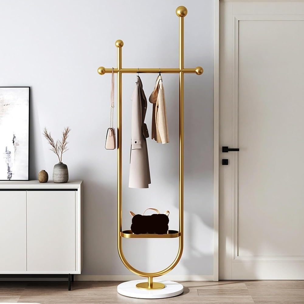 Coat Rack Stand Heavy-Duty Metal Coat Rack,Gold Clothes Rack with Marble Base,Sturdy Garment Rack for Storing Clothes, Shirts Coat Hanger Stand(Black)