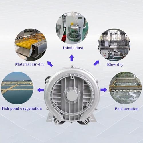 High-Pressure Regenerative Blower, 220V 50Hz Vortex Ring Vacuum Pump for Industrial Sewage Aeration, Aquarium & Fish Pond Oxygenation