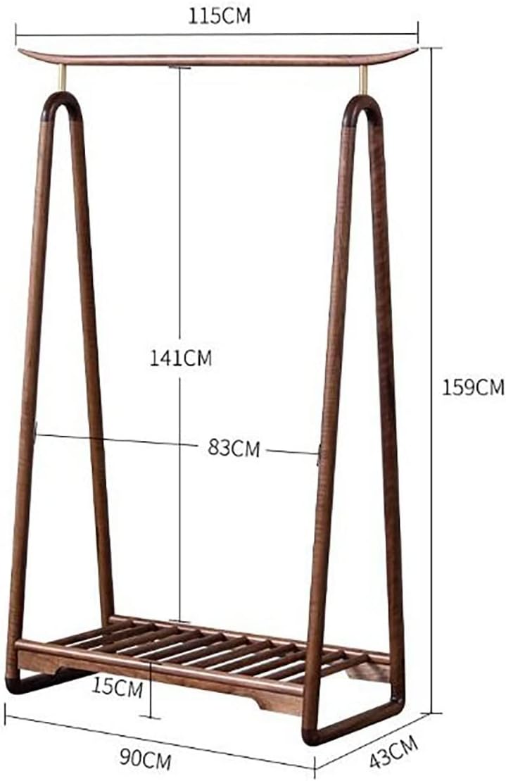 Heavy Duty Free-Standing Garment Rack, Solid Wood Clothing Rack with Hanging Rod, Multifunctional Hanging Clothes Rack
