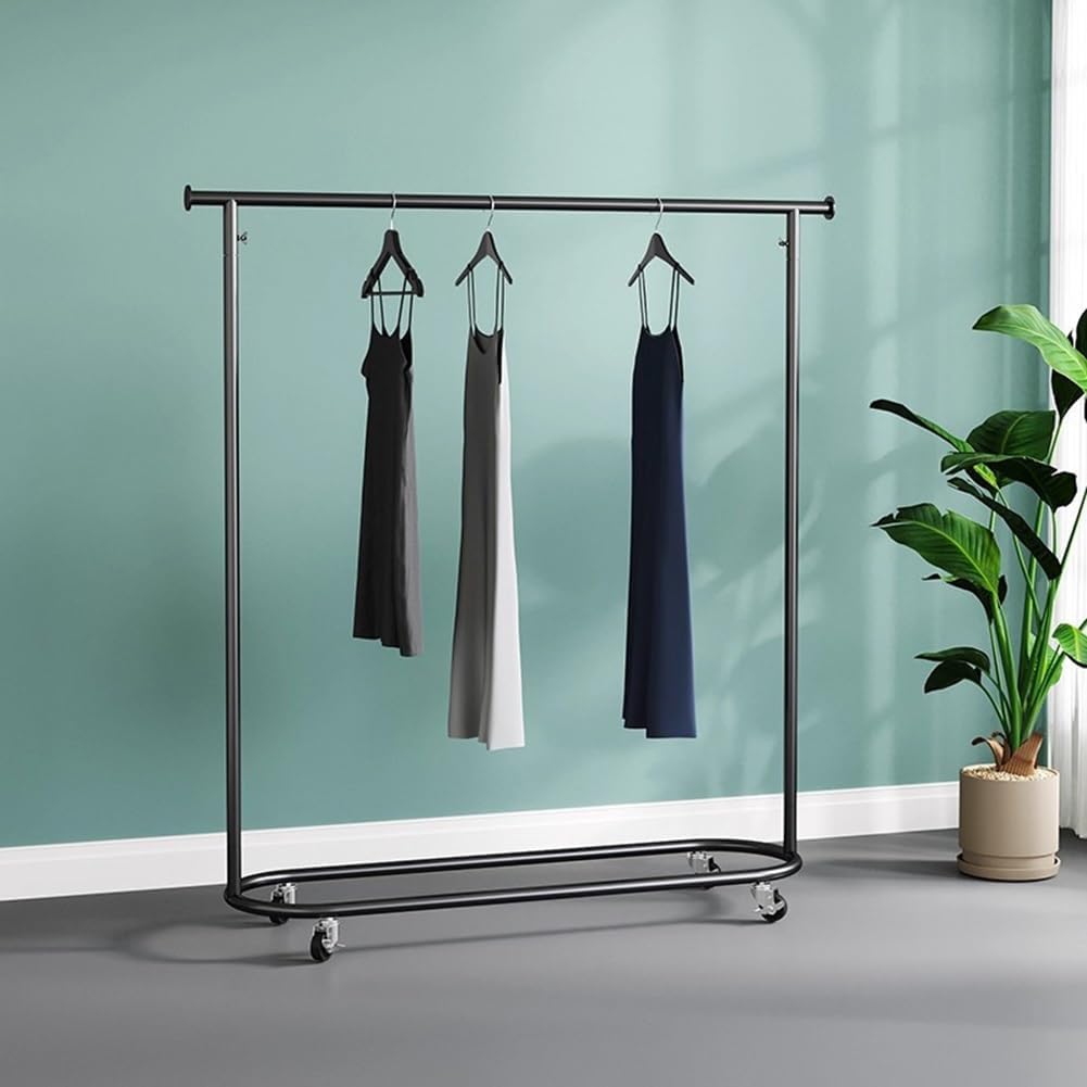 Heavy Duty Clothes Rack with Wheels, 30cm Wide Freestanding Metal Rolling Garment Rack for Coats, Shirts, Dress(Black,80x30x155cm)