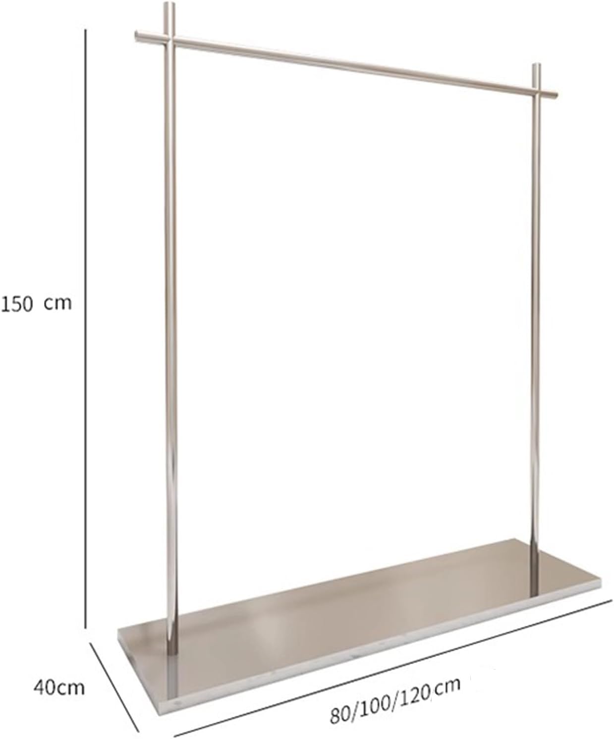 Heavy duty Garment rack Silver Stainless Steel Clothing Rack With Top Rod And Shelves Heavy Duty Clothes Rail For Hanging Clothes Freestanding Coat Rack For Bedroom Portable Clothes Organizer ( 120X4