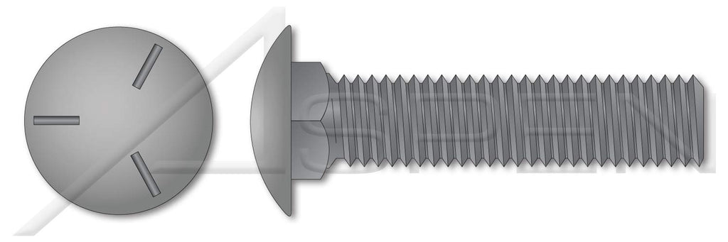 (350 pcs) 1/2'-13 X 2, Carriage Bolts, Round Head, Square Neck, Undersized Body, Full Thread, Grade 5 Steel, Plain