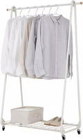 Heavy duty Garment rack 2-in-1 Metal Clothing Rack With Storage Rack, Portable Clothes Organizer Stand On Wheels, Freestanding Coat Rack For Bedroom, Laundry Room And Living-room, White, 83X46X147CM