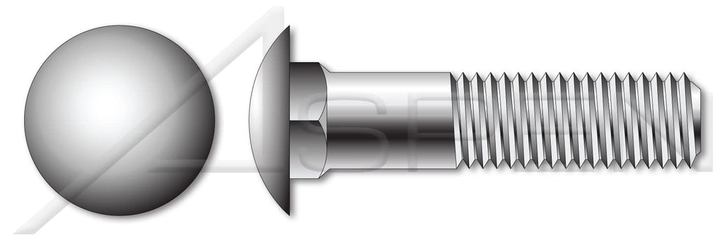 (6 pcs) 1/2'-13 X 8, Carriage Bolts, Round Head, Square Neck, Stainless Steel
