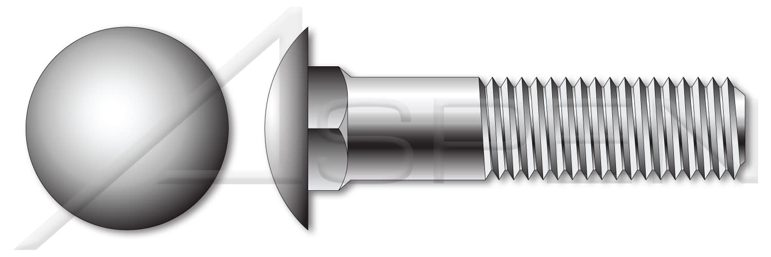 (100 pcs) 1/2'-13 X 1-1/4', Carriage Bolts, Round Head, Square Neck, Stainless Steel