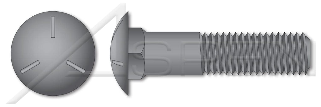 (120 pcs) 1/2'-13 X 7, Carriage Bolts, Round Head, Square Neck, Undersized Body, Part Thread, Grade 5 Steel, Plain