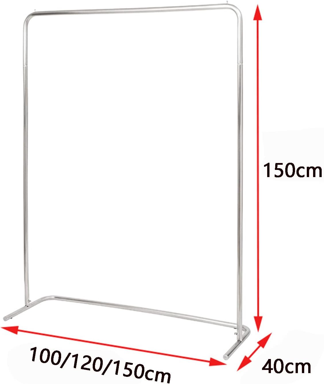 Heavy duty Garment rack Freestanding Clothes Rail For Retail Display Silver Stainless Steel Clothing Rack Bedroom Hanger Single Rod Coat Rack Stand Laundry Room Drying Rack Easy To Assemble ( 120X40X