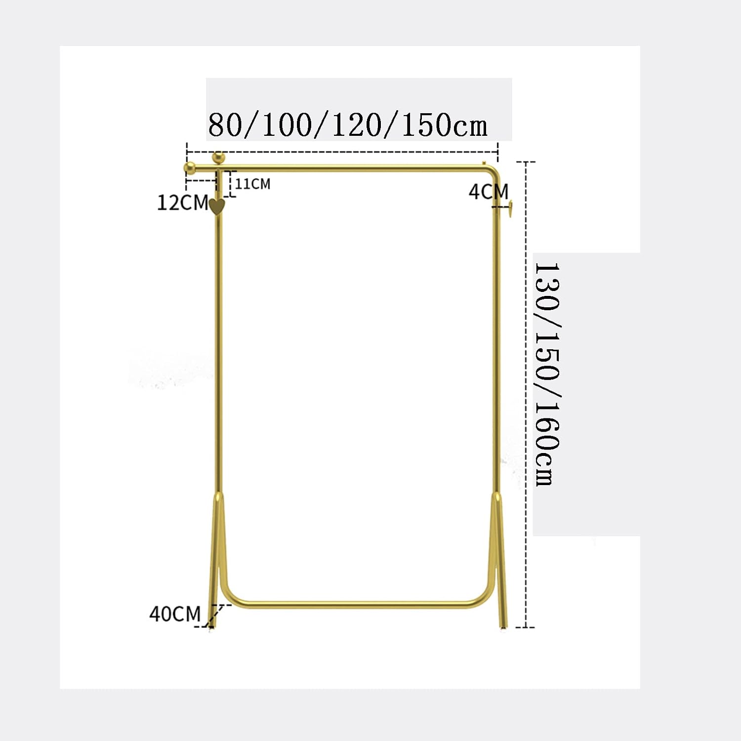 Clothing Garment Rack,Clothing Store Retail Display Clothes Racks Commercial Freestanding Hanger for Hanging Clothes,Heavy Duty Organizer Storage Shelf for (B-80x40x130cm