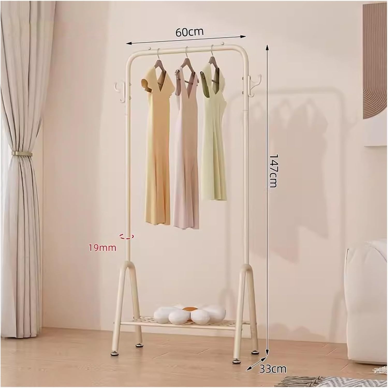 Heavy Duty Metal Clothes Rail Garment Rack with Shelves Free Standing Clothing nizer for Boutique Store White (60x33x147cm)