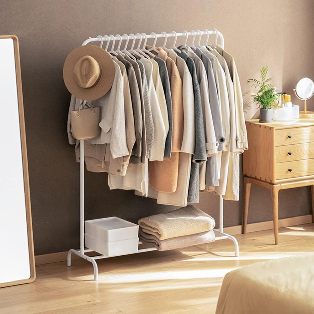 Freestanding Portable Metal Garment Rack, for Hanging Clothes Coats Skirts Shirts Sweaters, for Bedroom Guest Room, 86cm