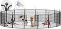 Dog Playpen,32/40/45 Inch Height in Heavy Duty, Folding Indoor Outdoor Anti-Rust Dog Exercise Fence, Portable Pet Playpen with Door for Large Medium Small Dogs and Pet (16 Panels, 32 Inch) Silver