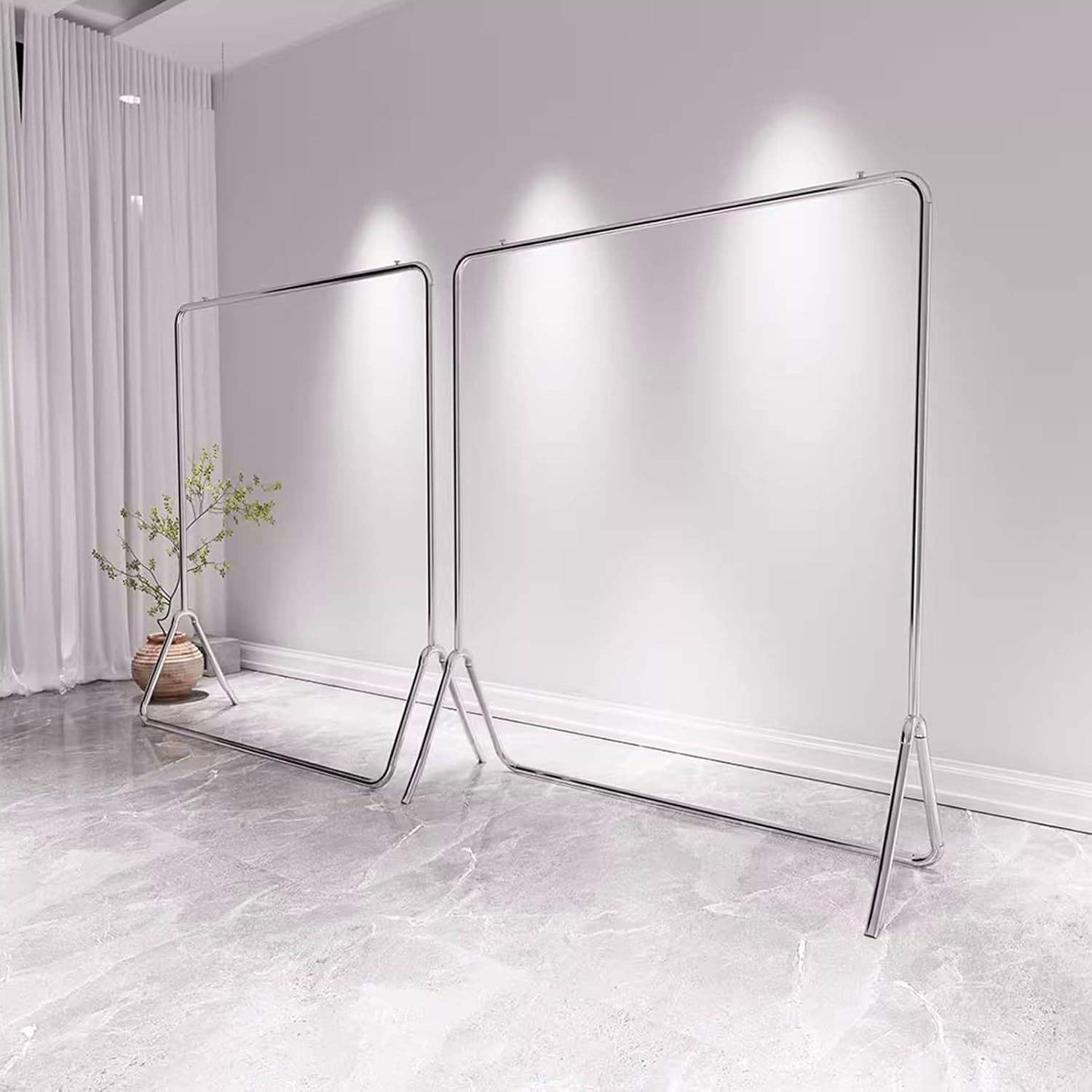 Heavy duty Garment rack Silver Stainless Steel Clothes Rail Clothing Store Display Rack Heavy Duty Cothing Rack For Hanging Clothes Freestanding Coat Rack For Bedroom Easy To Assemble Coat ( 120X40X1