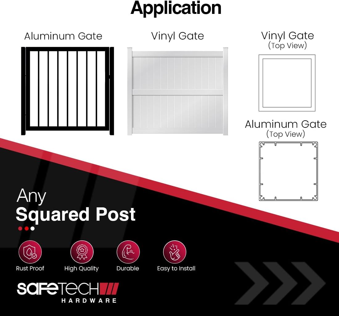 Safetech Hardware 22-inch Push Lock Magnetic Top Pull Pool Gate Latch - Key Lockable (2 Pack) | Pool Gate Latch | Vertical Self-Locking Latch | Vinyl & Aluminum/Metal Gates, Any Square Post | SL-50TRI