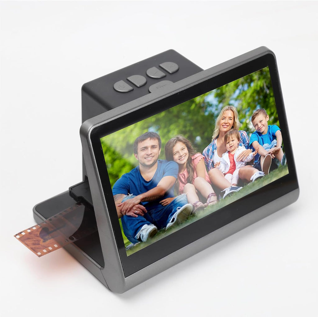 Digital Film Scanner with Large 5inch LCD Screen, HD Screen Film Slide Scanner Convert 135 126KPK 110 Super 8mm Film Monochrome Slide to 48MP JPEGs