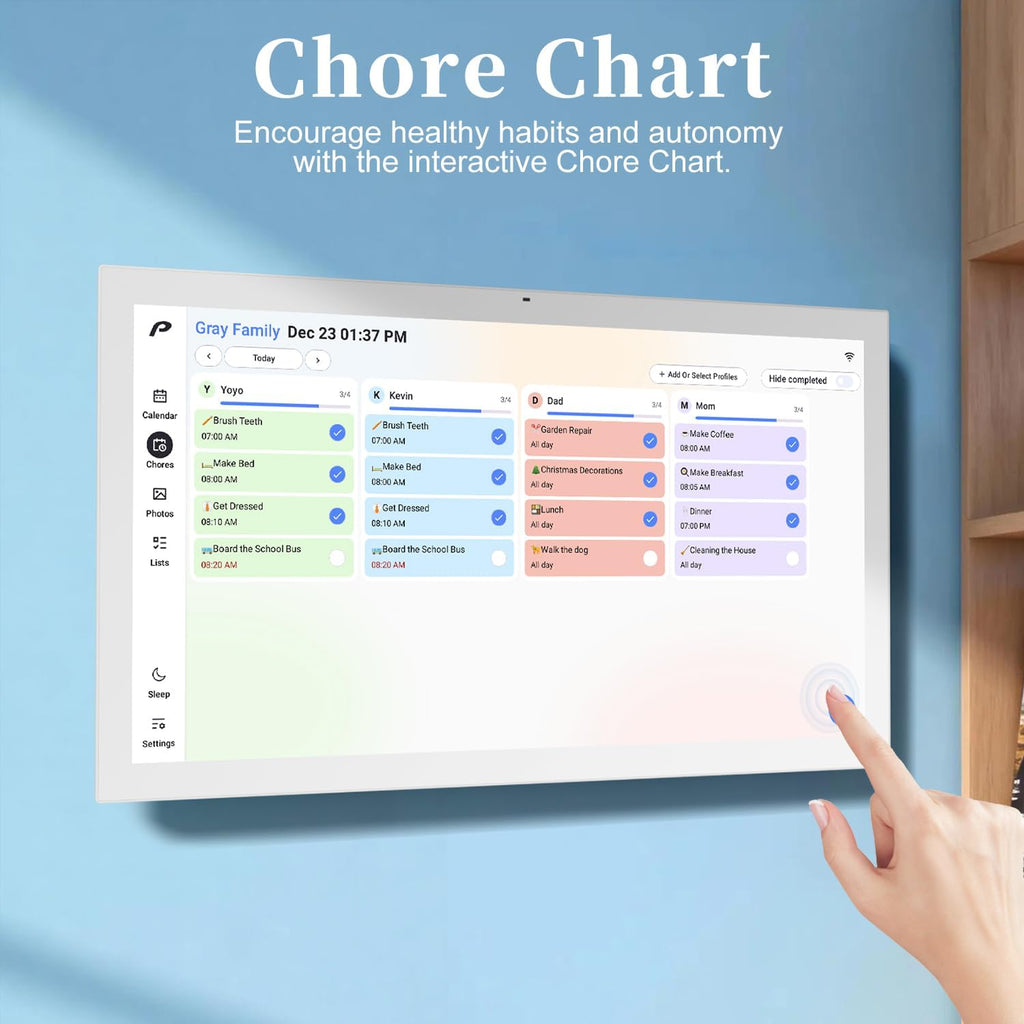 Digital Calendar, 21.5 inch Wall Planner & Chore Chart, FULL HD Interactive Touchscreen Display, Portable Smart Family Organizer, Event Planner, Perfect for Family Schedules - Wall Mountable, No Subscription (Free Magic Import)