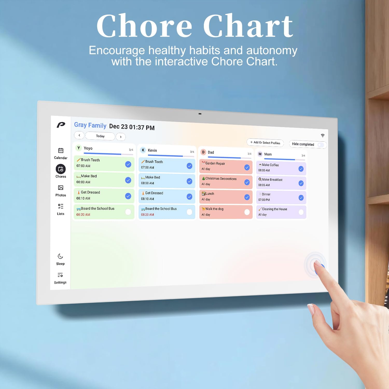 Digital Calendar, 21.5 inch Wall Planner & Chore Chart, FULL HD Interactive Touchscreen Display, Portable Smart Family Organizer, Event Planner, Perfect for Family Schedules - Wall Mountable, No Subscription (Free Magic Import)