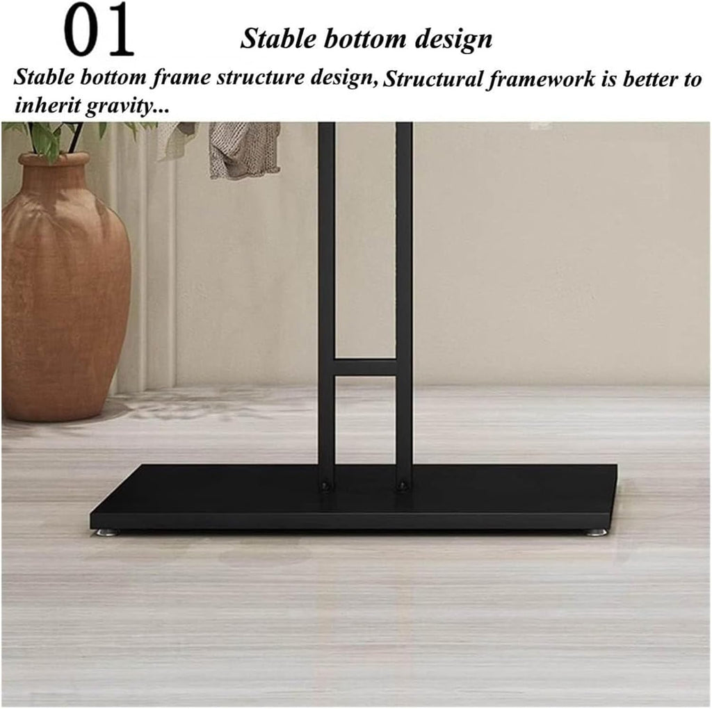 Clothes Rail Garment Rack Garment Rack T-Shaped Hanging Rod Set of 2, Clothing Retail Store Display Stands Freestanding Metal Garment Racks 2-Way Suit Shirt Clothing Ra, Gold-2PCS