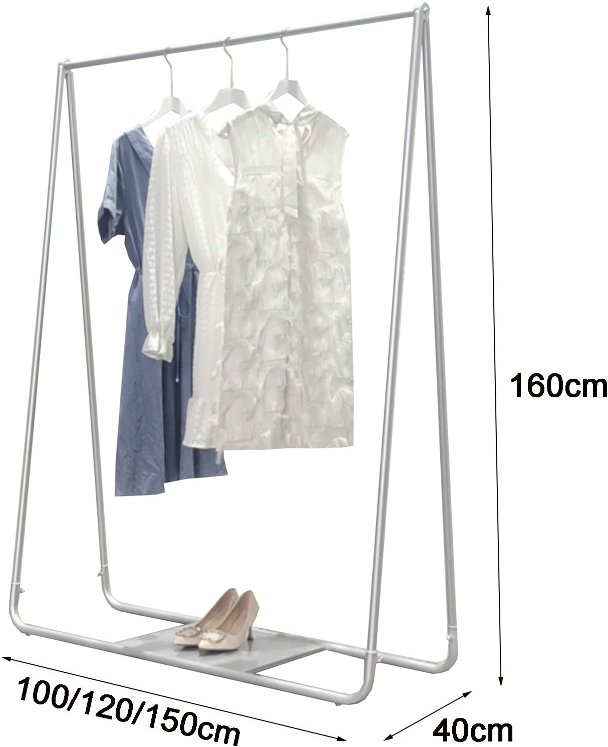 Garment Rack Metal Clothing Rack with Storage Shelf, Freestanding Coat Rack for Bedroom and Entryway, Heavy Duty Clothes Rail for Coat Shirts and Dresses, Easy to As(Size:100X40X160CM)
