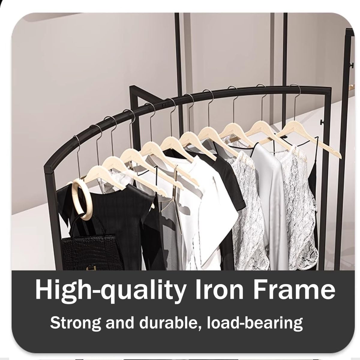 Industrial Iron Garment Rack for Hanging Clothes 52.4in/61in Commercial Freestanding Clothes Hanging Rack for Coats, Shirts, Dress Home Heavy Duty Clothing Racks(87x45x133cm/34.3x17.7x52.4in)