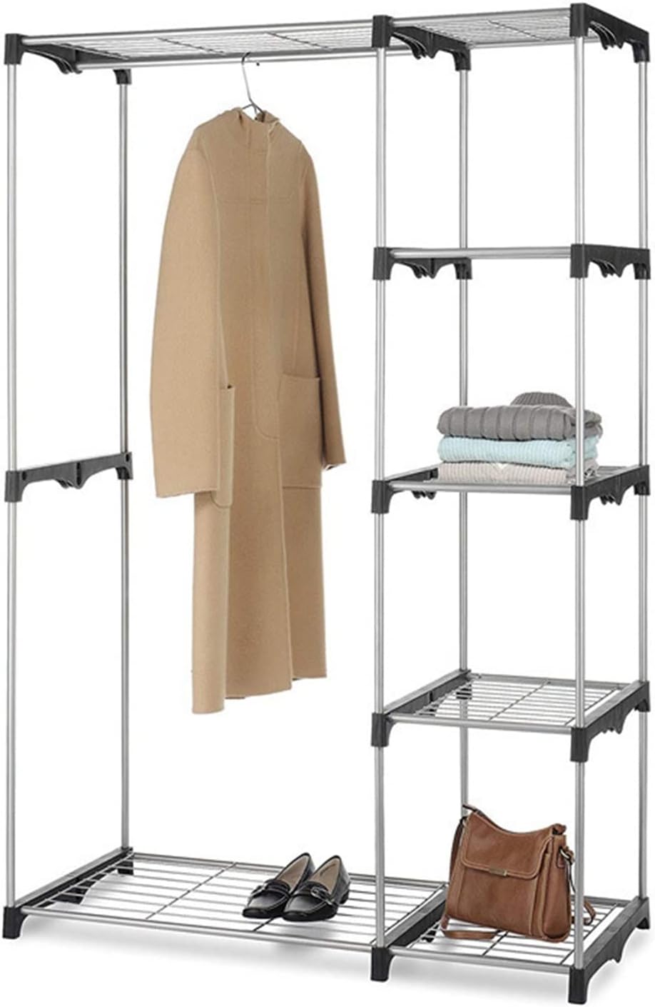Portable Closet Portable Practical Five-Tier Wardrobe Clothing Garment Rack, Without Cloth Cover Wardrobe Closet Organizer
