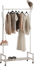 Clothes Racks for Hanging Clothes, Mobile Coat Rack with Wheels, Freestanding Garment Rack Small Spaces Heavy Duty, for Hanging Clothes Coats Skirts Shirts Sweaters