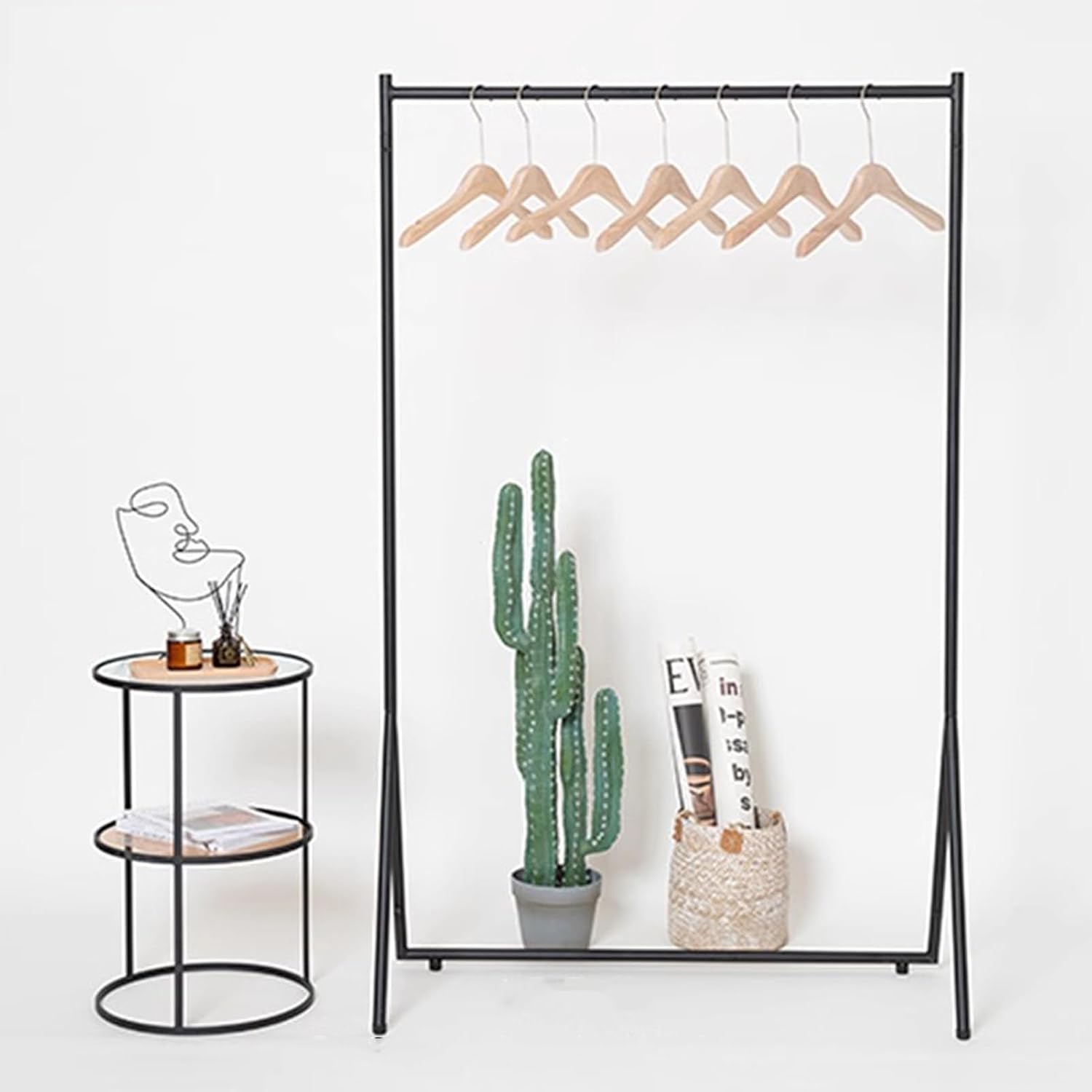 Heavy Duty Coat Rack, Garment rack Heavy Duty Clothing Rack For Hanging Clothes Commercial Grade Black Metal Clothes Hanging Rail Freestanding Single Rod Coat Hanger For Bedrooms ( 100x40x160CM)