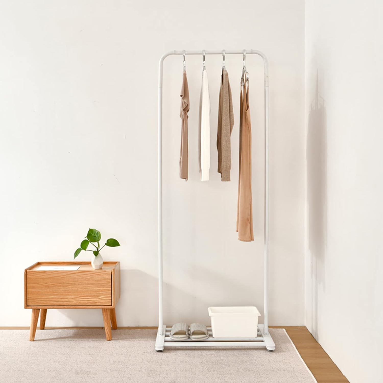 Heavy duty Garment rack Freestanding Coat Rack Stand With Hanging Rod And Shelves, Multifunction Clothing Rack For Hanging Clothes,Metal Clothes Rail For Entryway, Hallway And Bedroom, 63X50X158CM (W