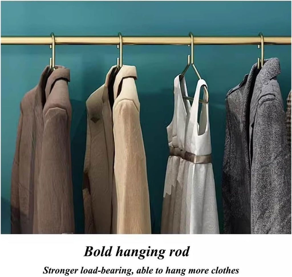 Metal Clothes Rack with 5-Tier Shelves, Heavy Duty Free-Standing Garment Racks Clothing Rack with Shelves Clothes Organizer for Boutique Store(Gold,120x35x155cm)