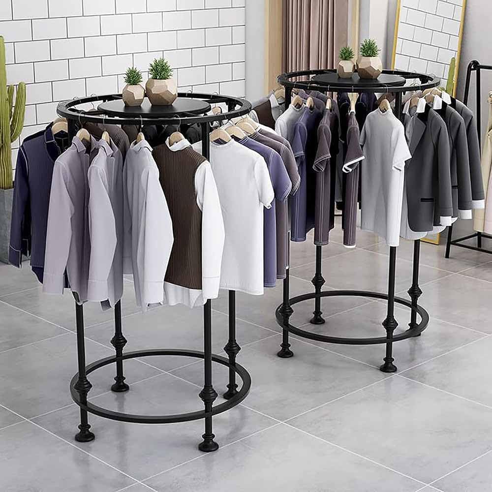 28' Metal Clothing Rack, Freestanding Round Garment Rack, Industrial Pipe Heavy Duty Clothes Rack, Clothes Hanger Rack for Coats, Shirts, Sweaters Wardrobe Rack,Black